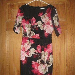 London Times Floral Mid Calf Dress